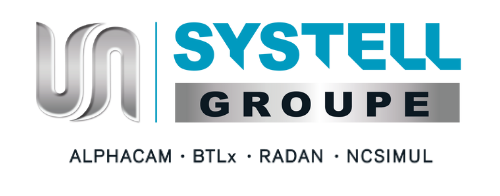 logo systell groupe + les produits alphacam, radan, ncsimul et btlx